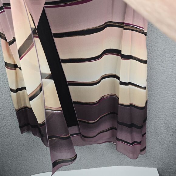 Lane Bryant Womens Top Blouse 14W Plus Ombre Stripe Overlap Split Back Flowy - Picture 10 of 12